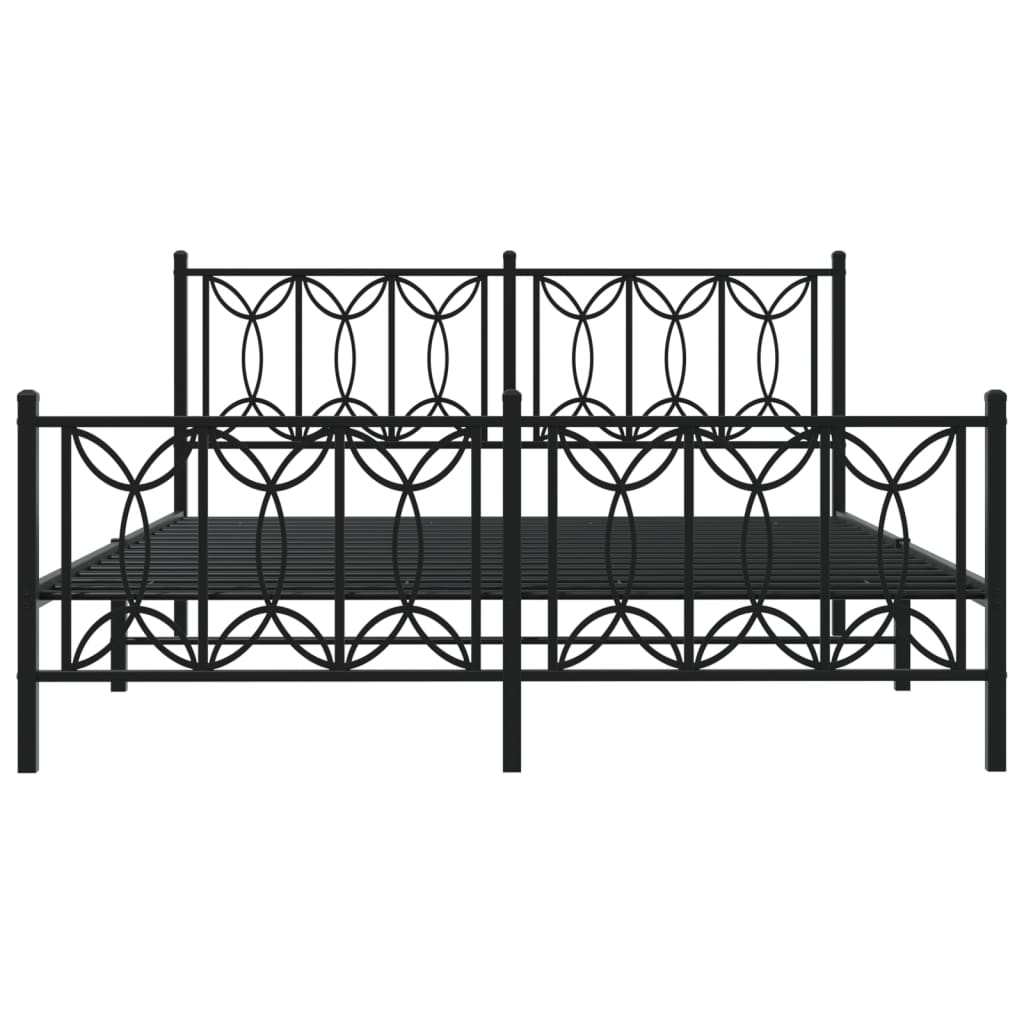 Metalni okvir kreveta uzglavlje i podnožje crni 150x200 cm