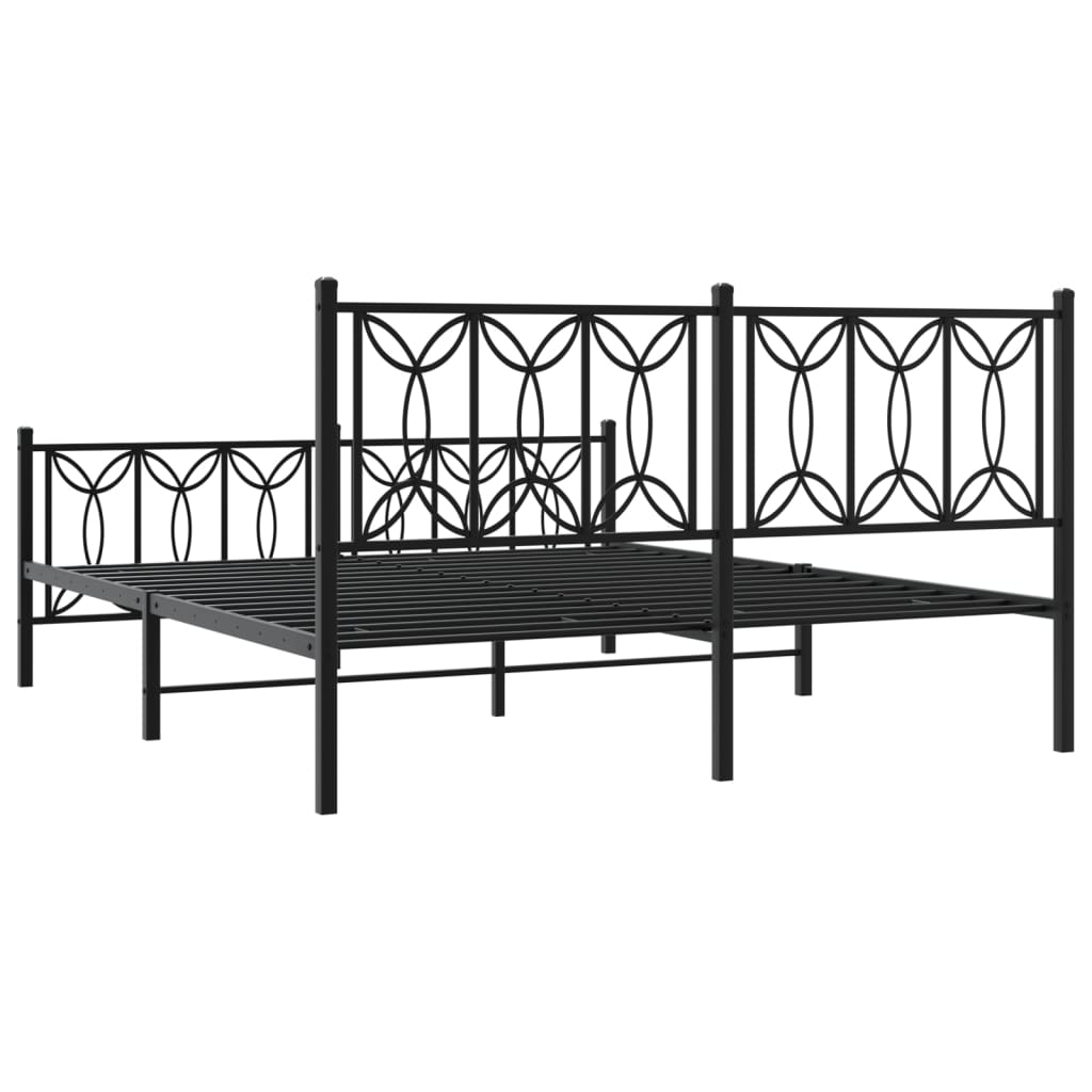 Metalni okvir kreveta uzglavlje i podnožje crni 150x200 cm