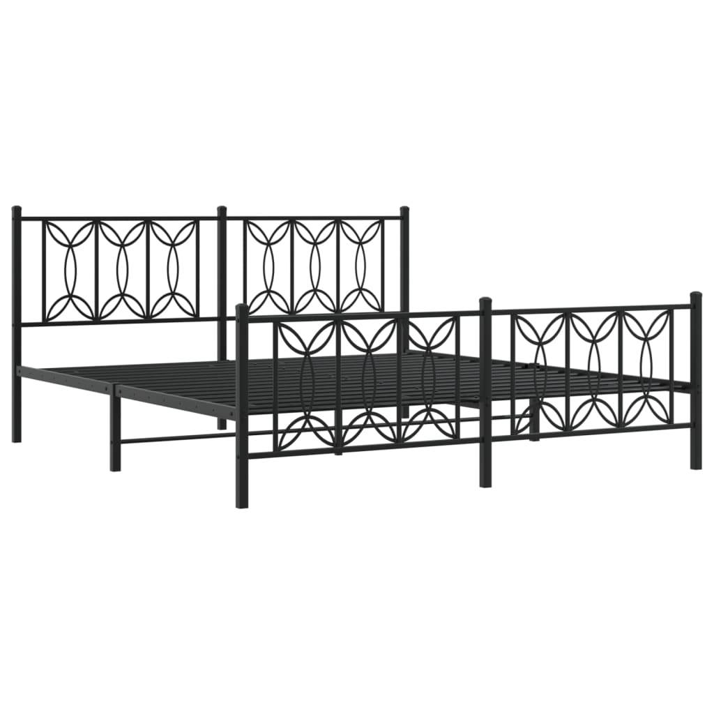Metalni okvir kreveta uzglavlje i podnožje crni 183x213 cm