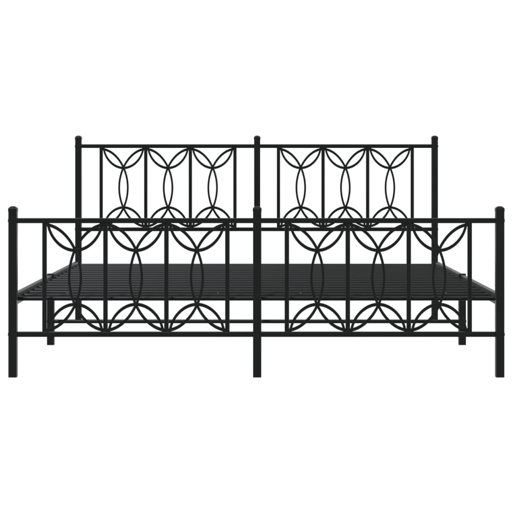 Metalni okvir kreveta uzglavlje i podnožje crni 183x213 cm