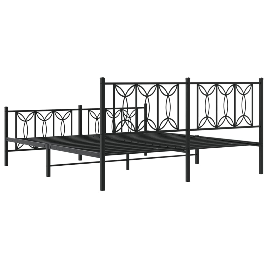 Metalni okvir kreveta uzglavlje i podnožje crni 183x213 cm