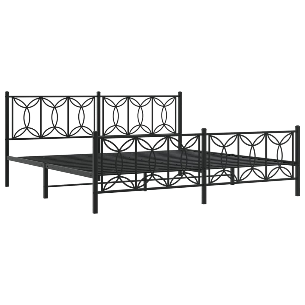 Metalni okvir kreveta uzglavlje i podnožje crni 193x203 cm