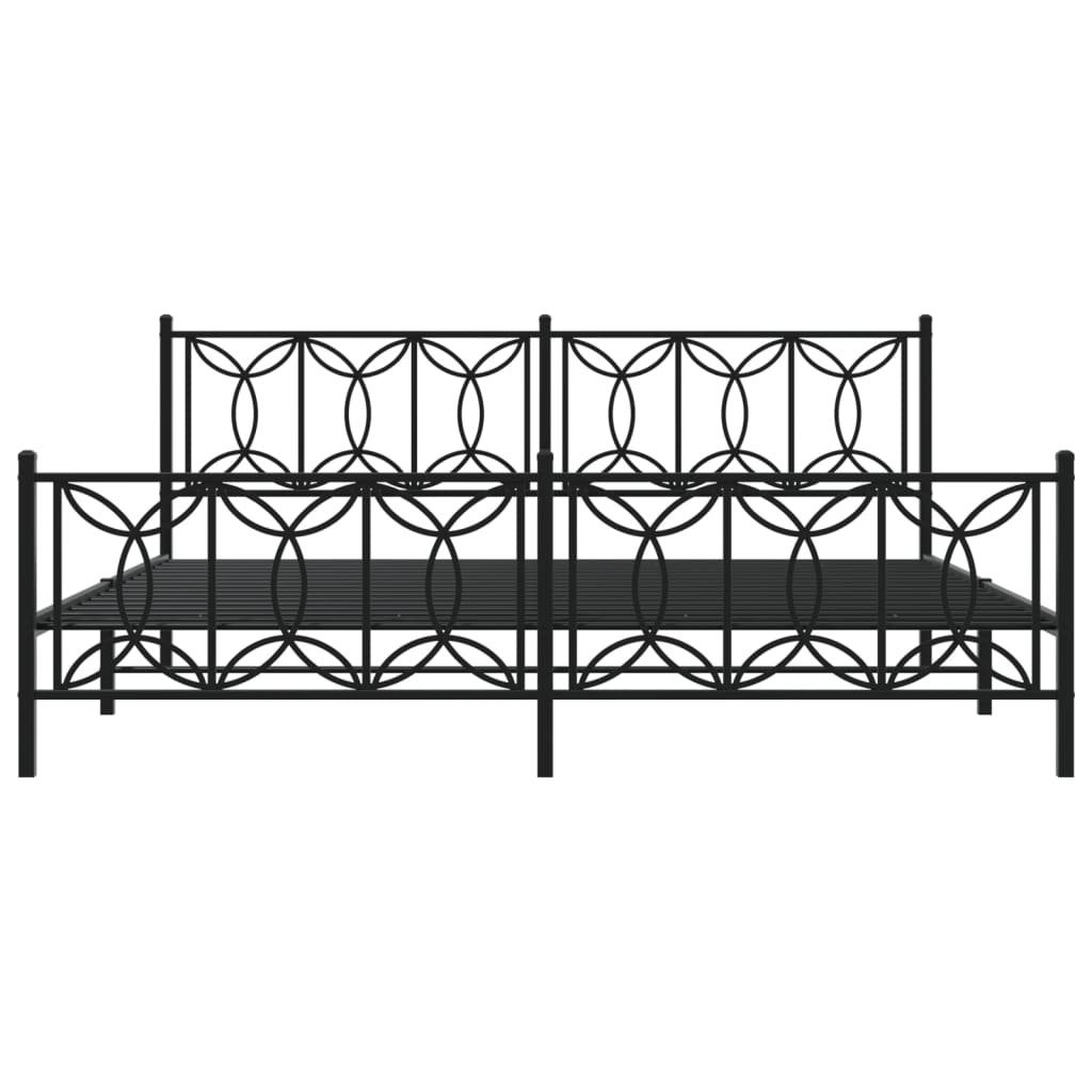 Metalni okvir kreveta uzglavlje i podnožje crni 193x203 cm