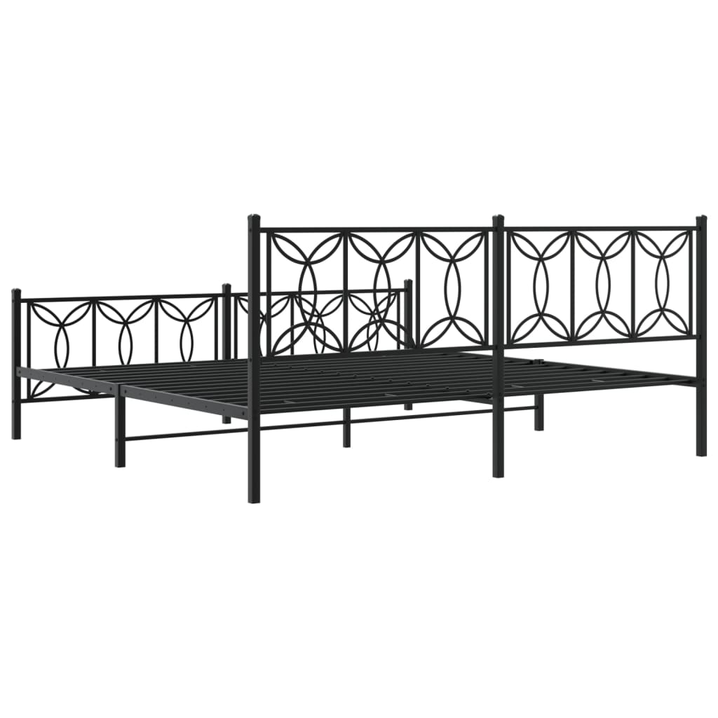 Metalni okvir kreveta uzglavlje i podnožje crni 193x203 cm
