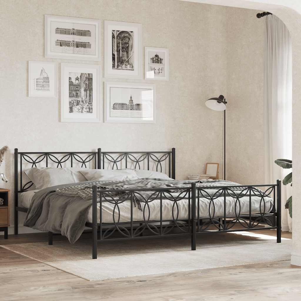 Metalni okvir kreveta uzglavlje i podnožje crni 193x203 cm
