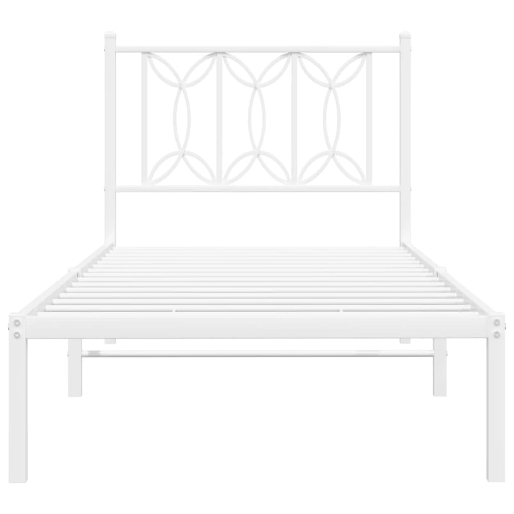 Metalni okvir za krevet s uzglavljem bijeli 80x200 cm