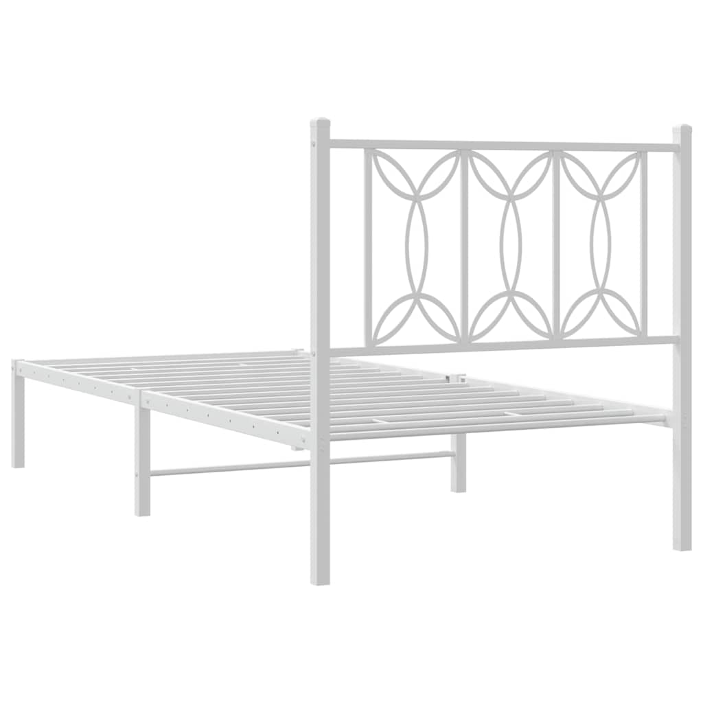 Metalni okvir za krevet s uzglavljem bijeli 90 x 190 cm