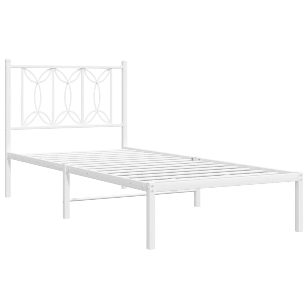 Metalni okvir za krevet s uzglavljem bijeli 90x200 cm