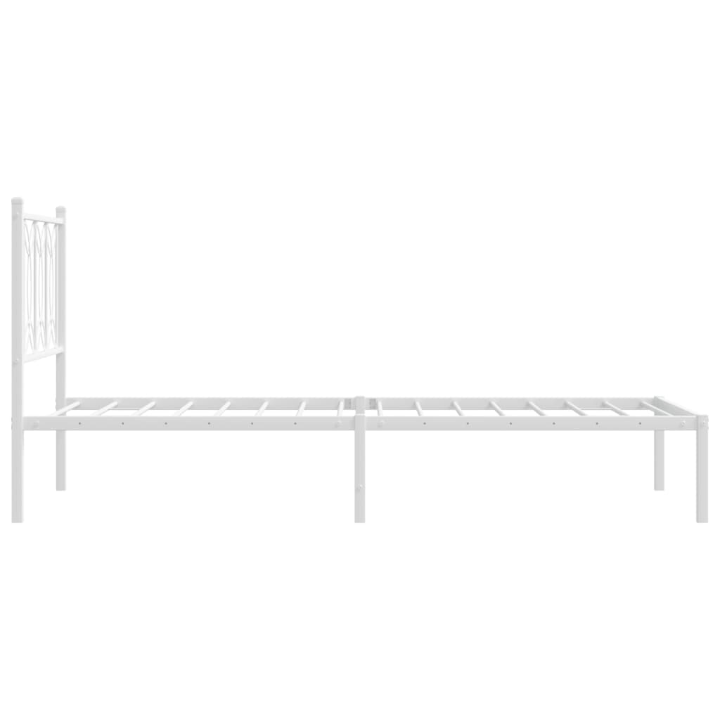 Metalni okvir za krevet s uzglavljem bijeli 90x200 cm