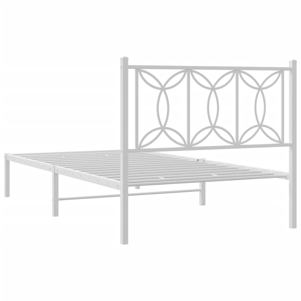 Metalni okvir za krevet s uzglavljem bijeli 100x190 cm