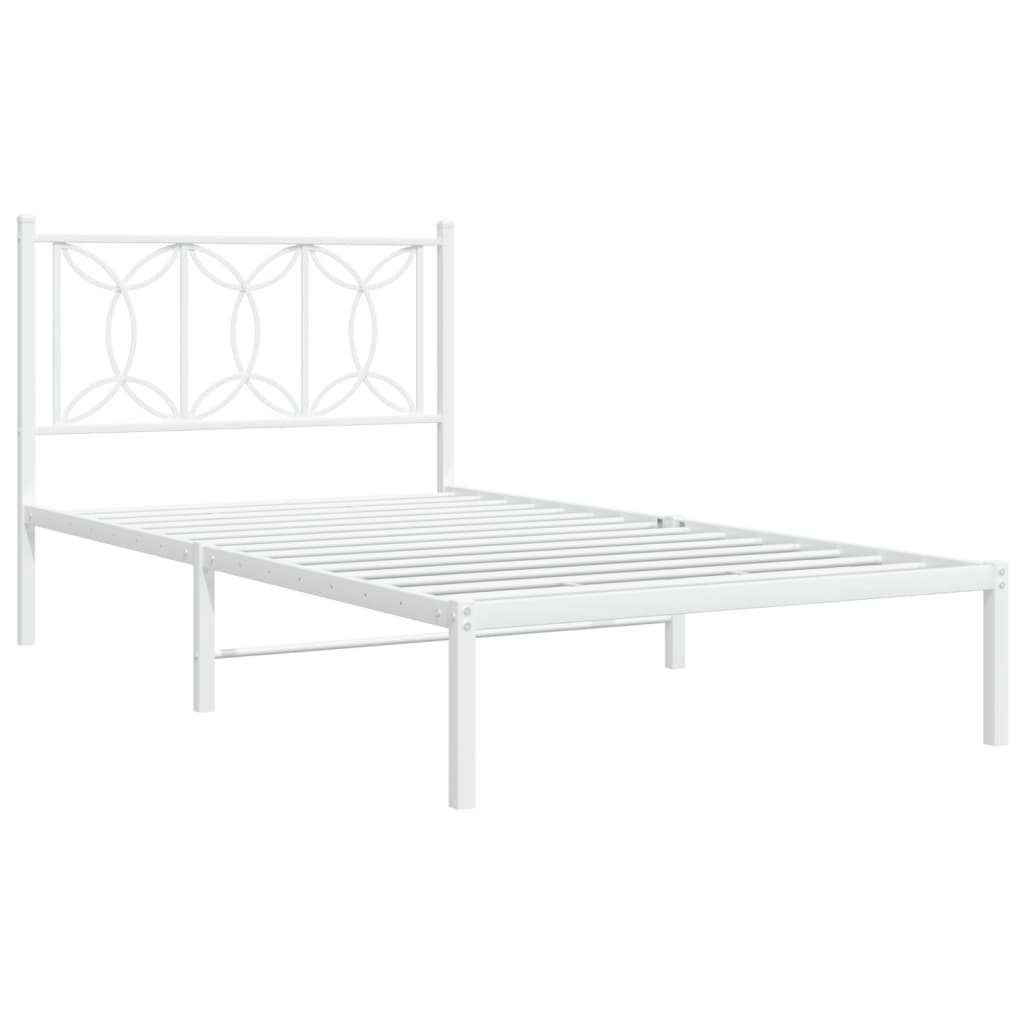 Metalni okvir za krevet s uzglavljem bijeli 107x203 cm
