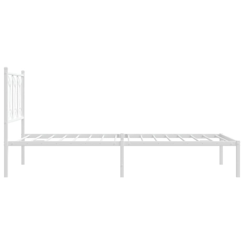 Metalni okvir za krevet s uzglavljem bijeli 107x203 cm