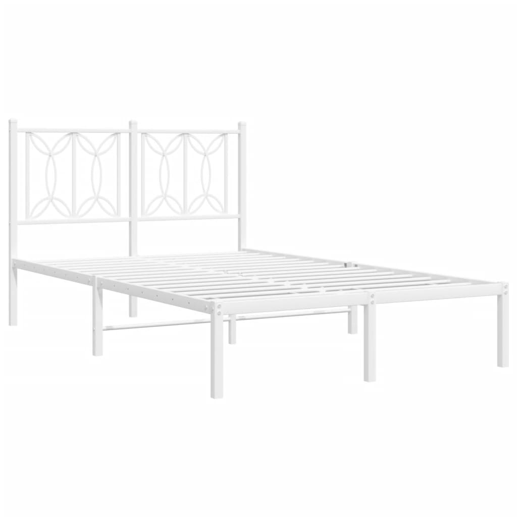 Metalni okvir za krevet s uzglavljem bijeli 120 x 190 cm