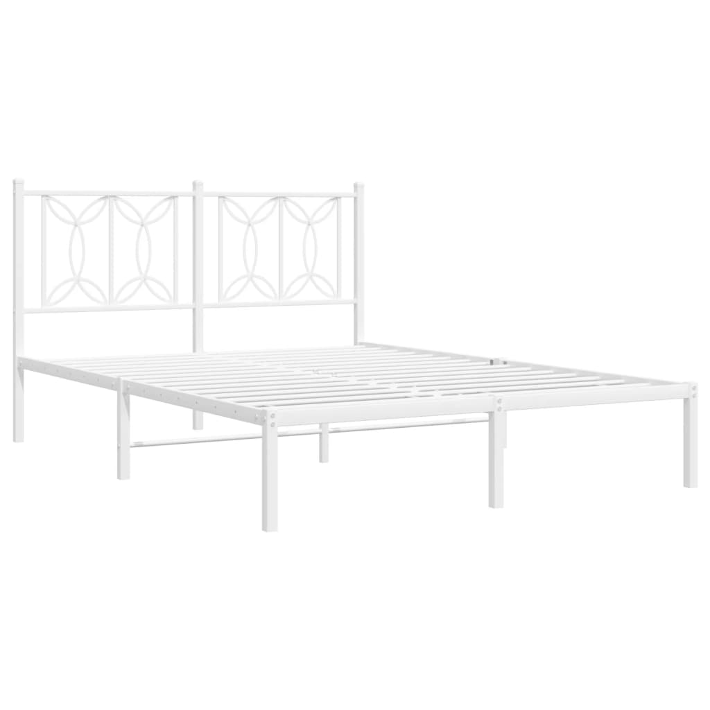 Metalni okvir za krevet s uzglavljem bijeli 135x190 cm