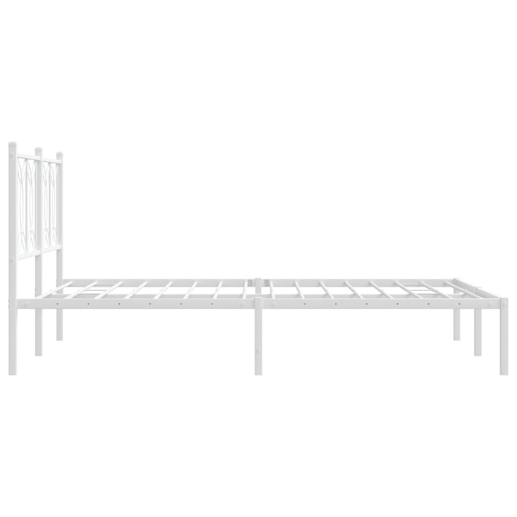 Metalni okvir za krevet s uzglavljem bijeli 135x190 cm