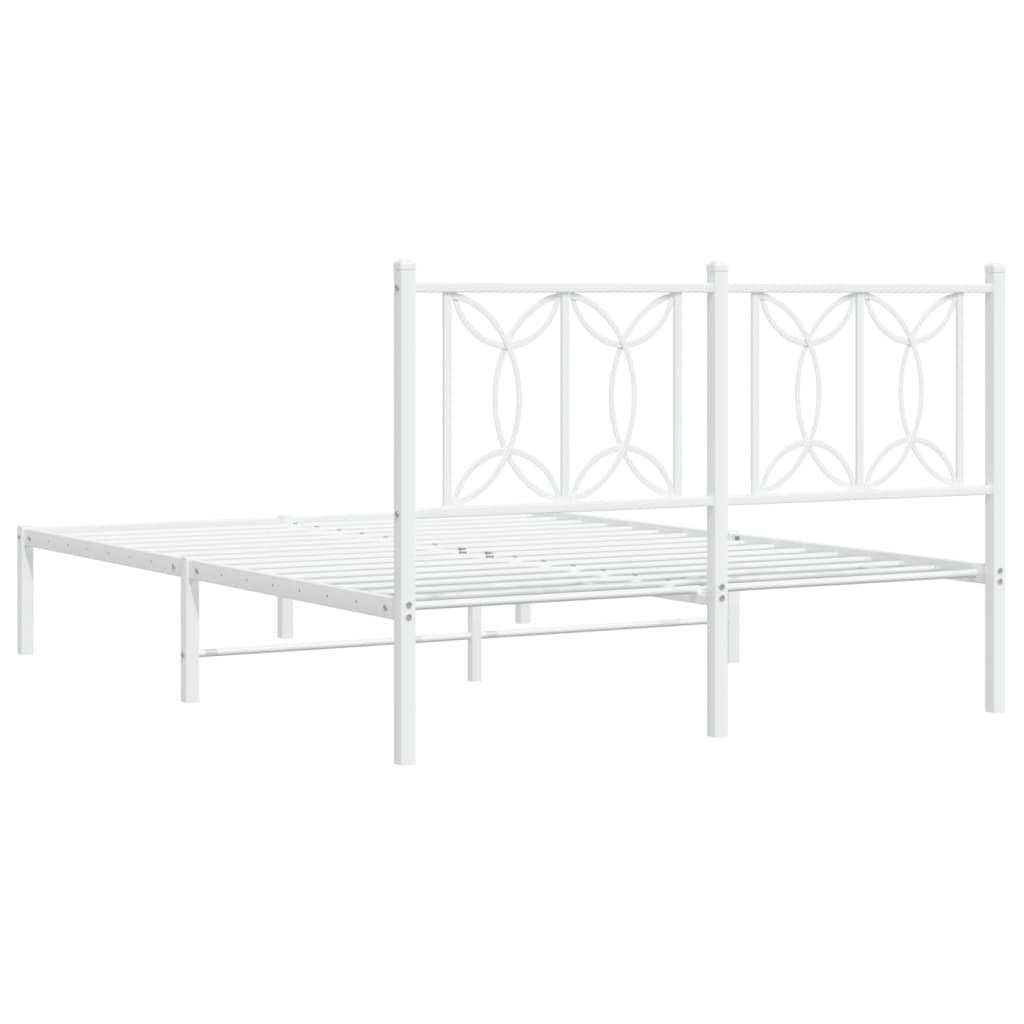 Metalni okvir za krevet s uzglavljem bijeli 135x190 cm