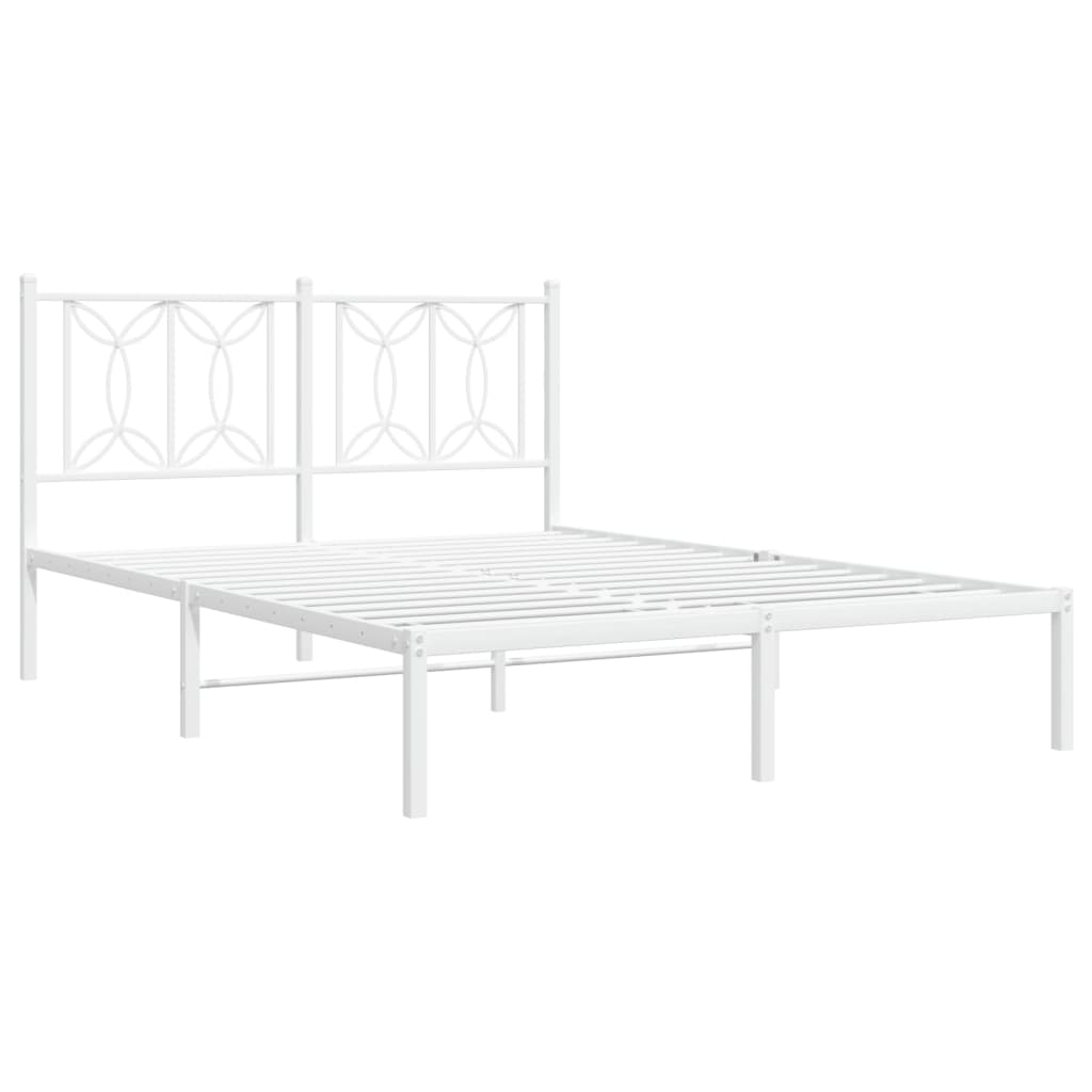 Metalni okvir za krevet s uzglavljem bijeli 140 x 200 cm