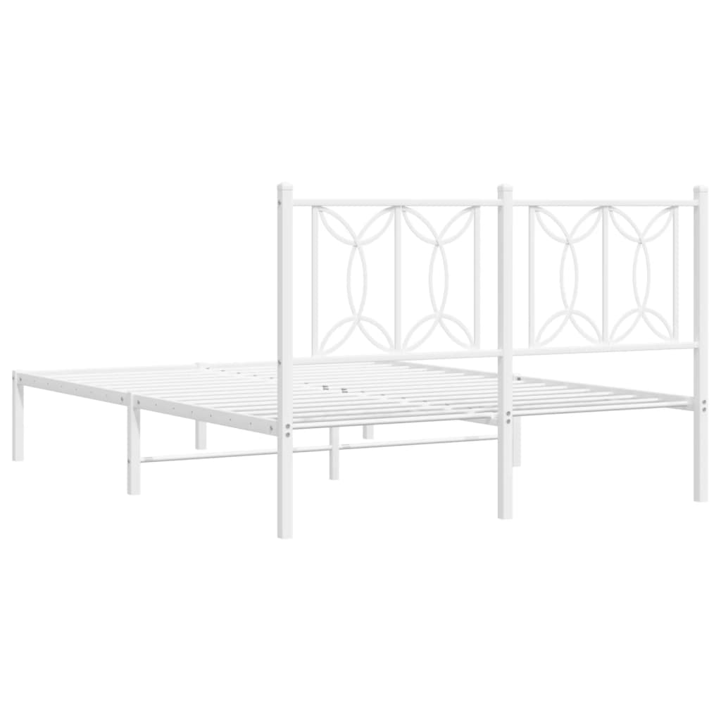 Metalni okvir za krevet s uzglavljem bijeli 140 x 200 cm