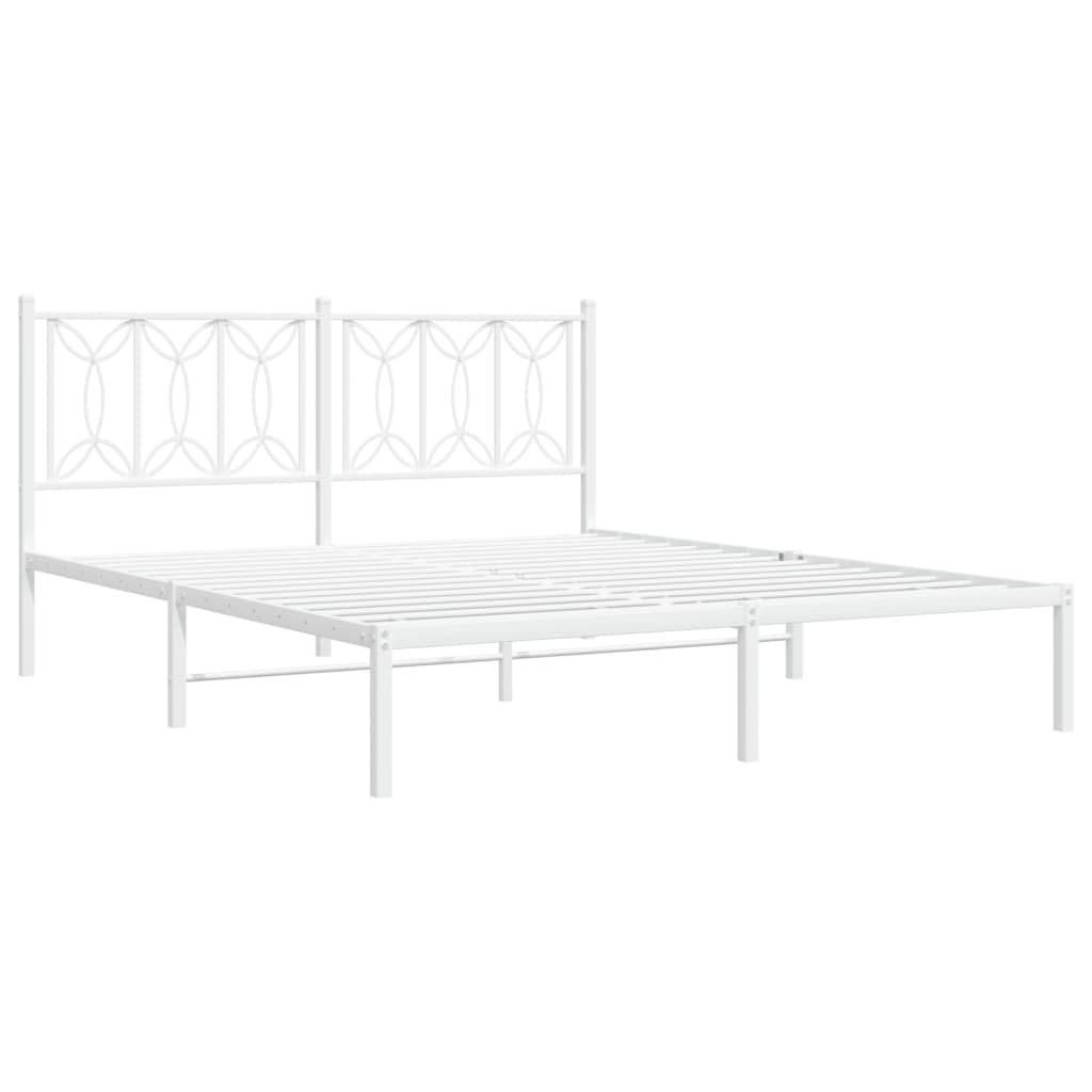 Metalni okvir za krevet s uzglavljem bijeli 150x200 cm