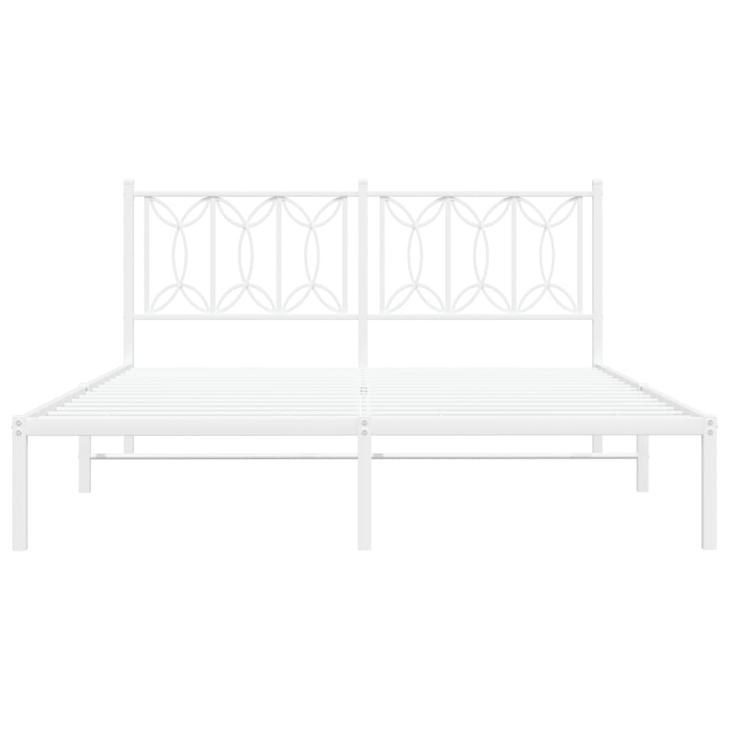 Metalni okvir za krevet s uzglavljem bijeli 150x200 cm