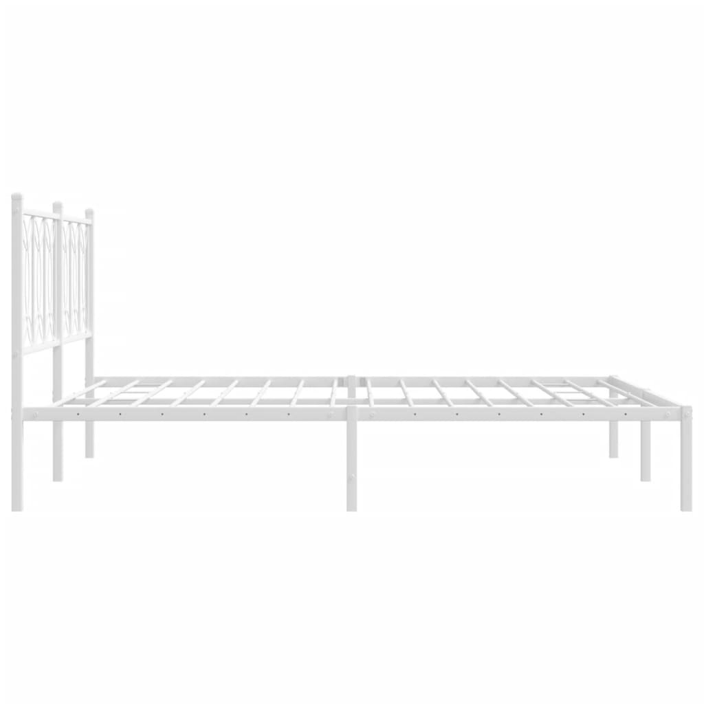 Metalni okvir za krevet s uzglavljem bijeli 160x200 cm