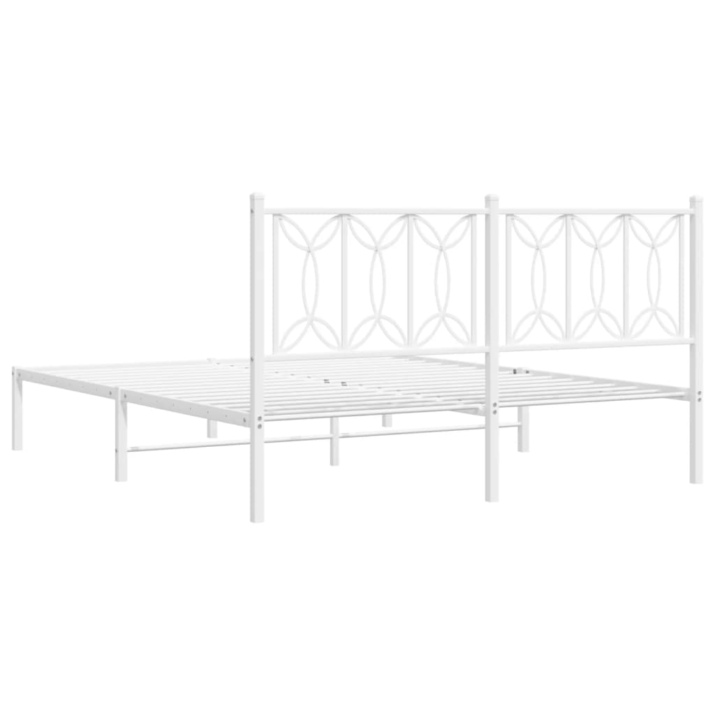 Metalni okvir za krevet s uzglavljem bijeli 160x200 cm