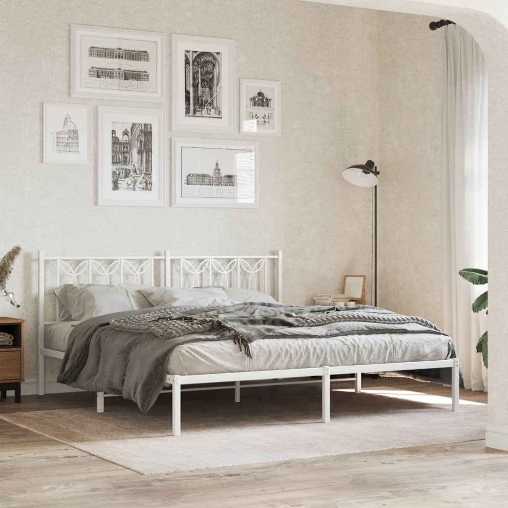 Metalni okvir za krevet s uzglavljem bijeli 183x213 cm