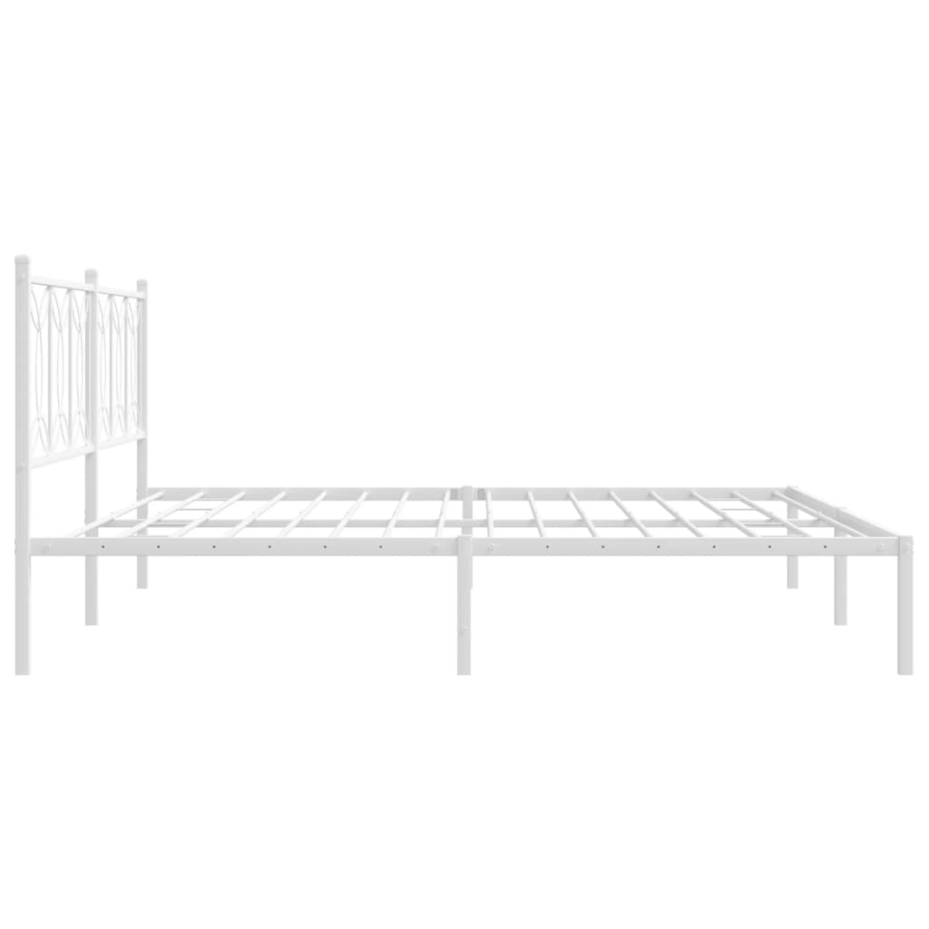 Metalni okvir za krevet s uzglavljem bijeli 200x200 cm