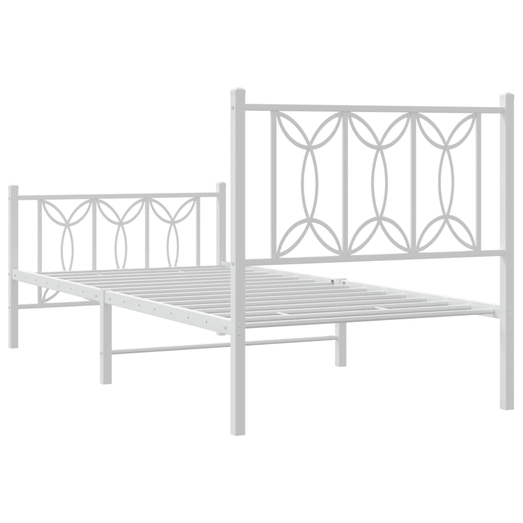 Metalni okvir kreveta uzglavlje i podnožje bijeli 75x190 cm