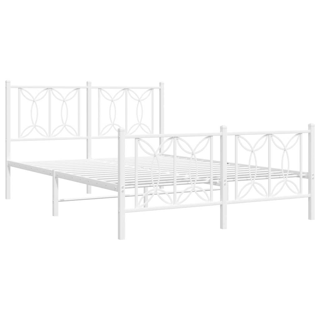 Metalni okvir kreveta uzglavlje i podnožje bijeli 135 x 190 cm