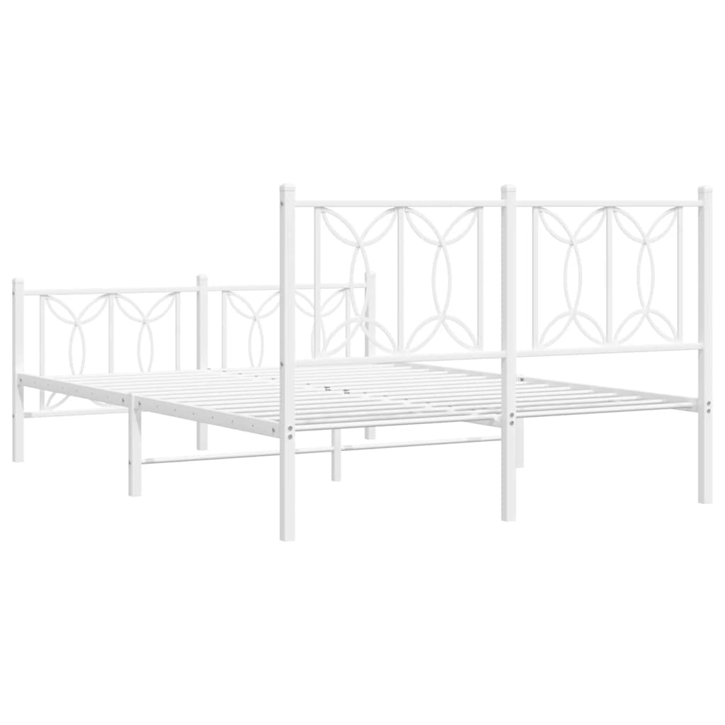 Metalni okvir kreveta uzglavlje i podnožje bijeli 135 x 190 cm