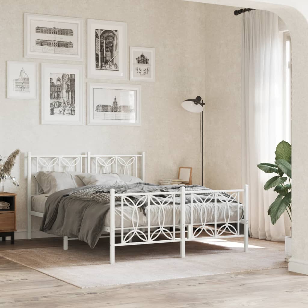 Metalni okvir kreveta uzglavlje i podnožje bijeli 140x200 cm