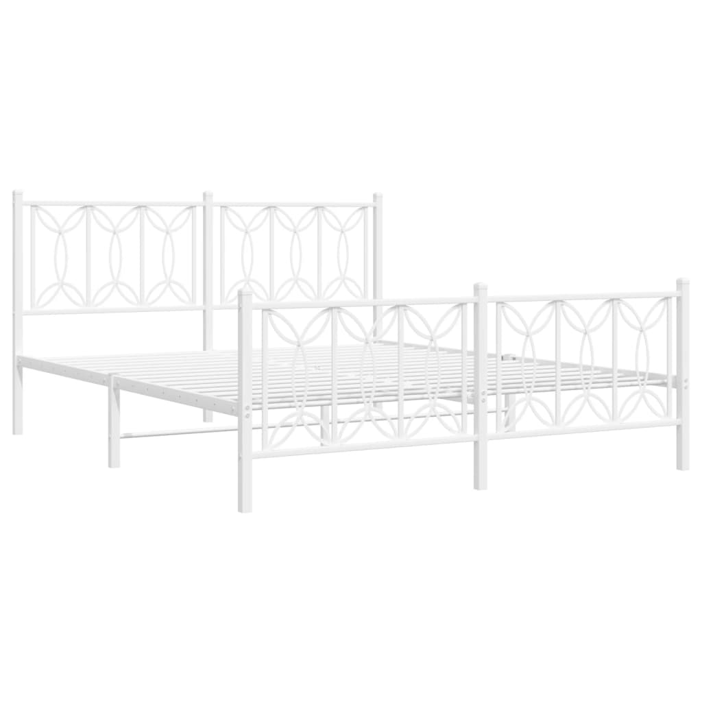 Metalni okvir kreveta uzglavlje i podnožje bijeli 150 x 200 cm