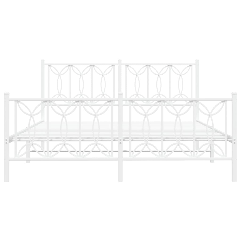 Metalni okvir kreveta uzglavlje i podnožje bijeli 150 x 200 cm
