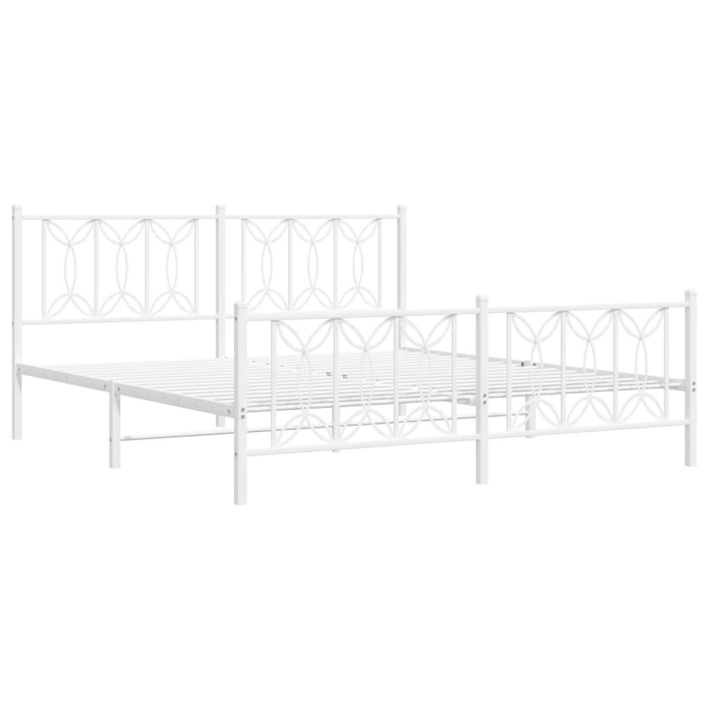 Metalni okvir kreveta uzglavlje i podnožje bijeli 180x200 cm