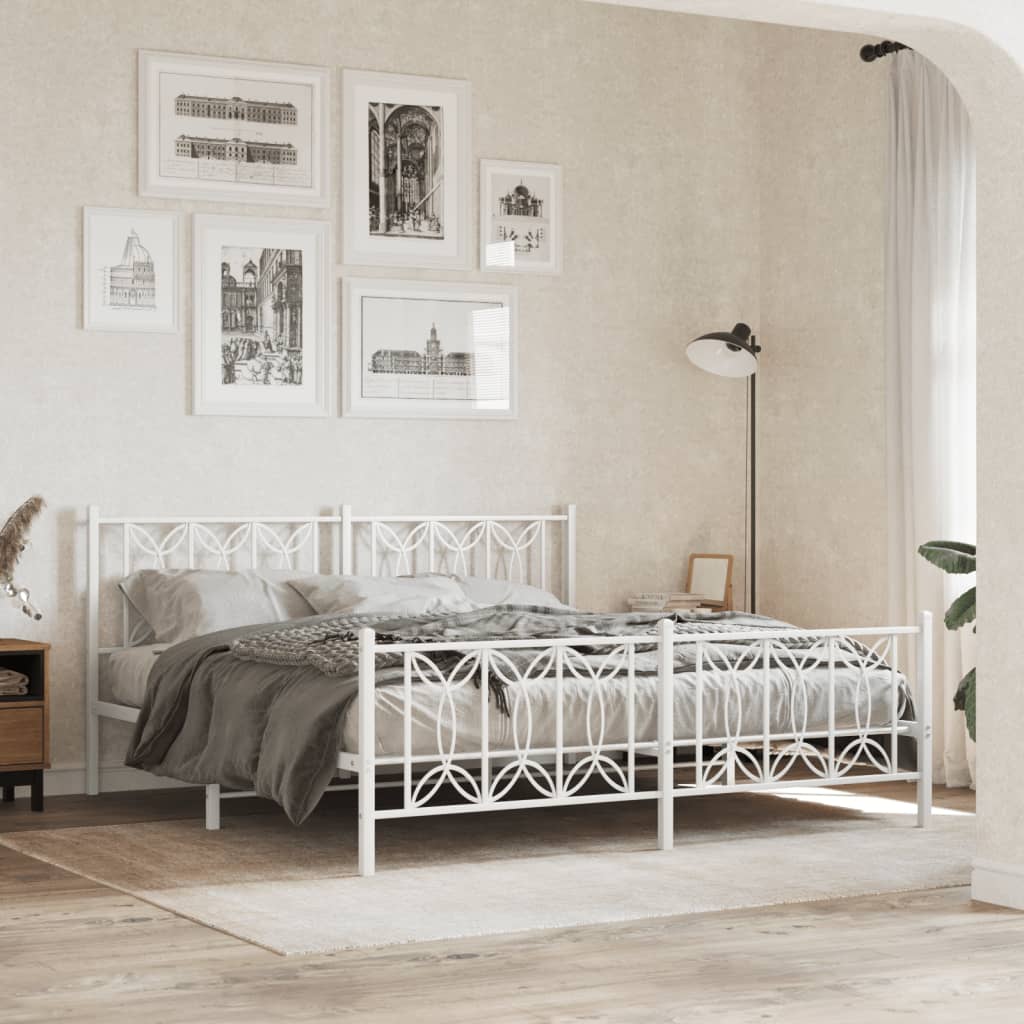 Metalni okvir kreveta uzglavlje i podnožje bijeli 180x200 cm