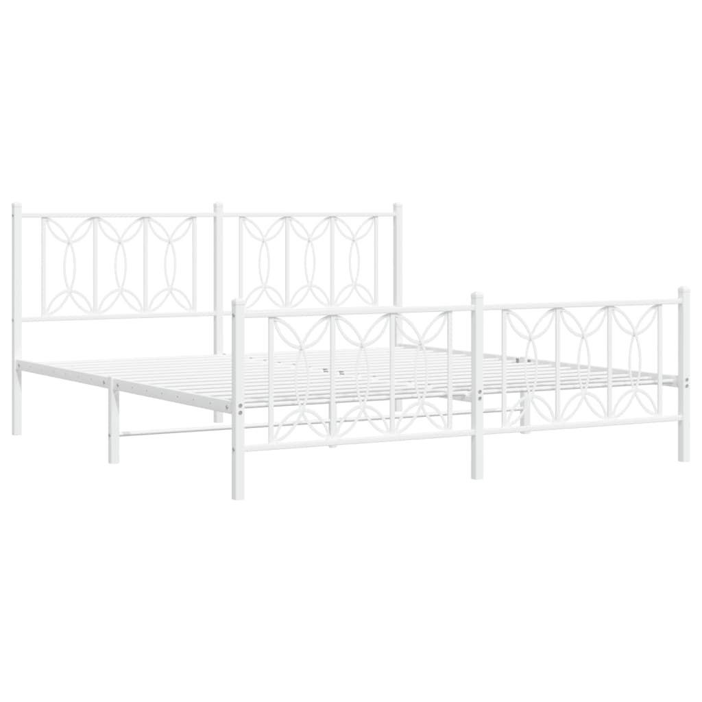 Metalni okvir kreveta uzglavlje i podnožje bijeli 183x213 cm