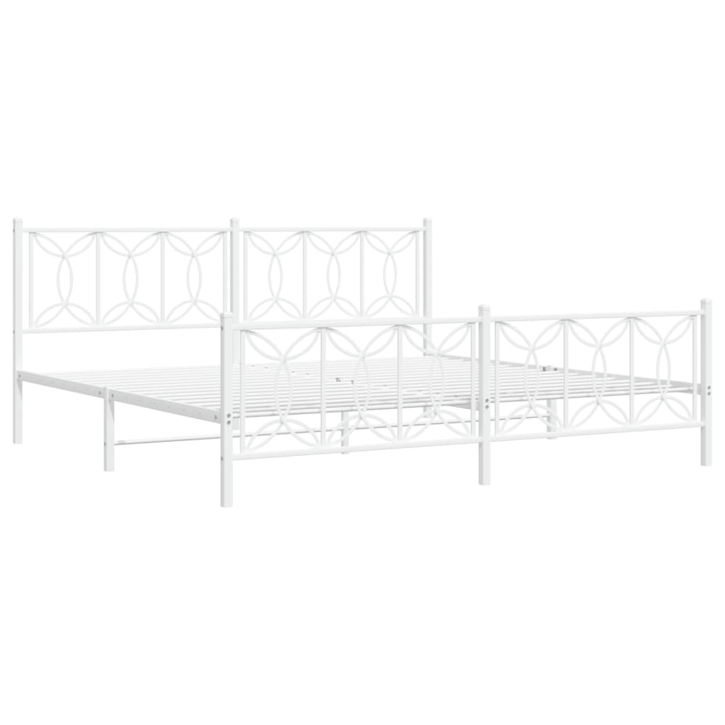 Metalni okvir kreveta uzglavlje i podnožje bijeli 200x200 cm