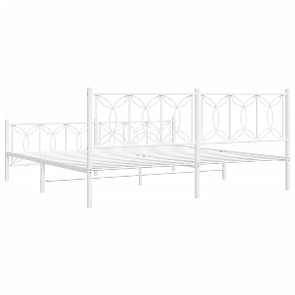 Metalni okvir kreveta uzglavlje i podnožje bijeli 200x200 cm