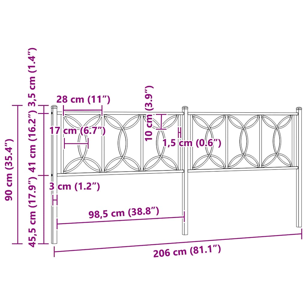 Metalno zamjensko uzglavlje bijelo 200 cm