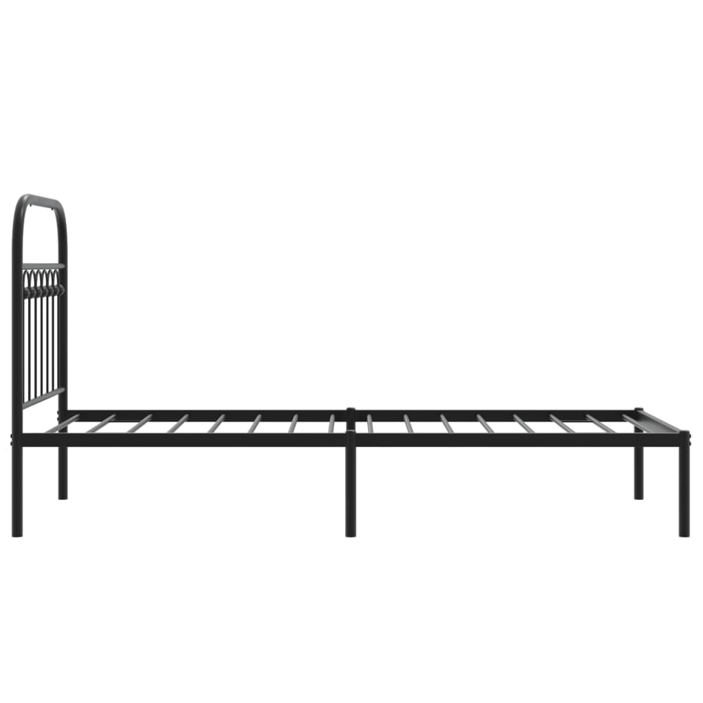Metalni okvir za krevet s uzglavljem crni 80x200 cm