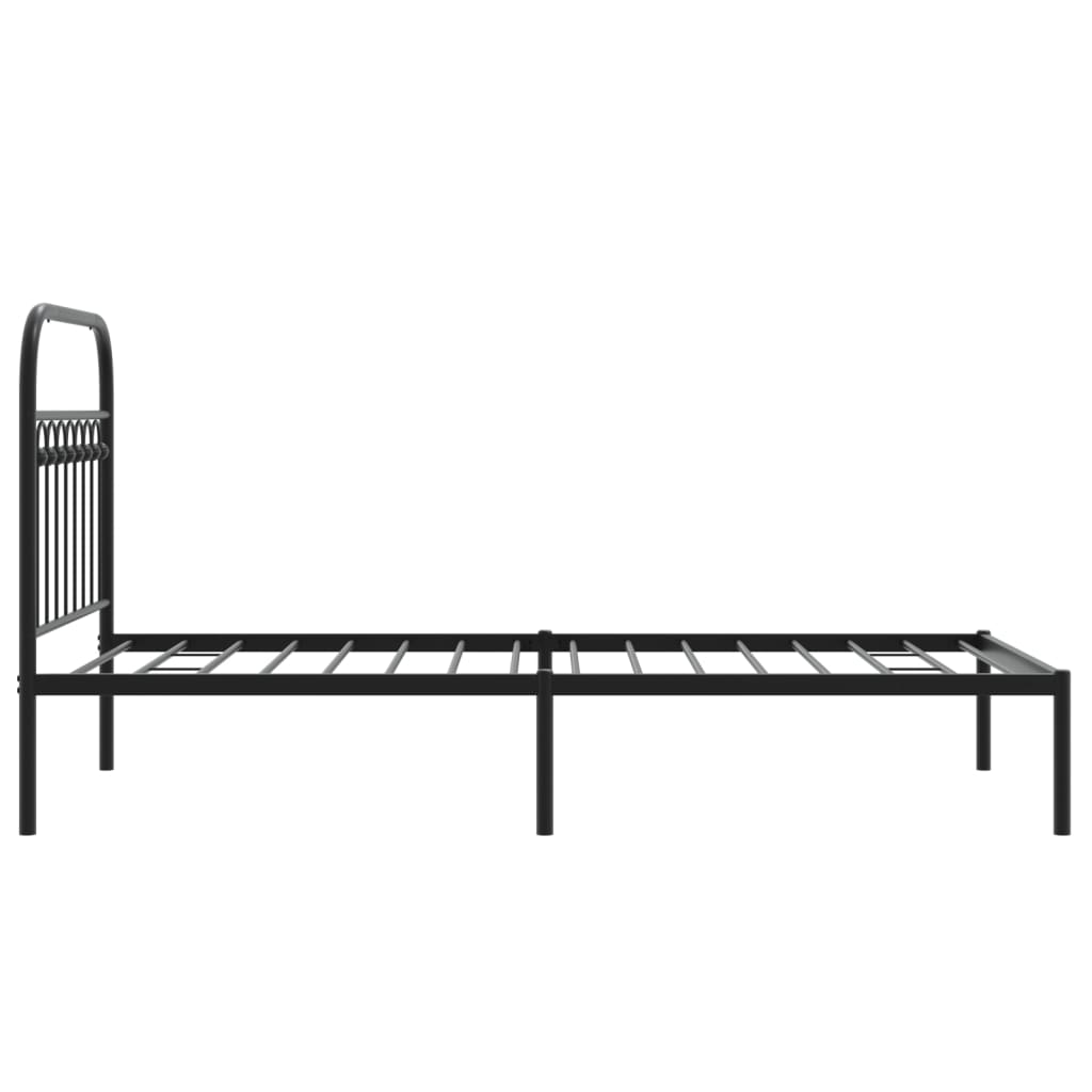 Metalni okvir za krevet s uzglavljem crni 90x200 cm