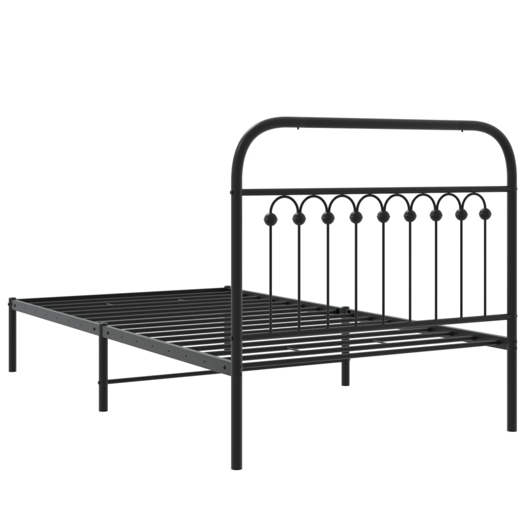 Metalni okvir za krevet s uzglavljem crni 100x190 cm