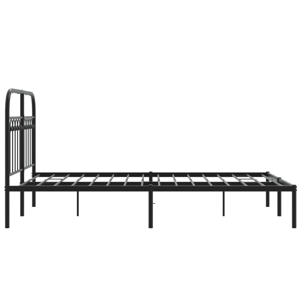Metalni okvir za krevet s uzglavljem crni 120x190 cm