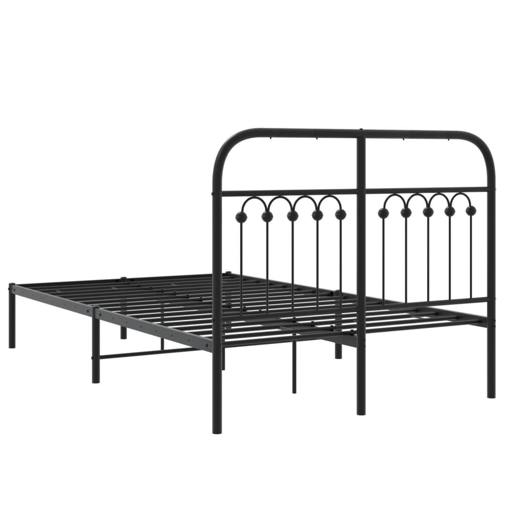 Metalni okvir za krevet s uzglavljem crni 120x190 cm