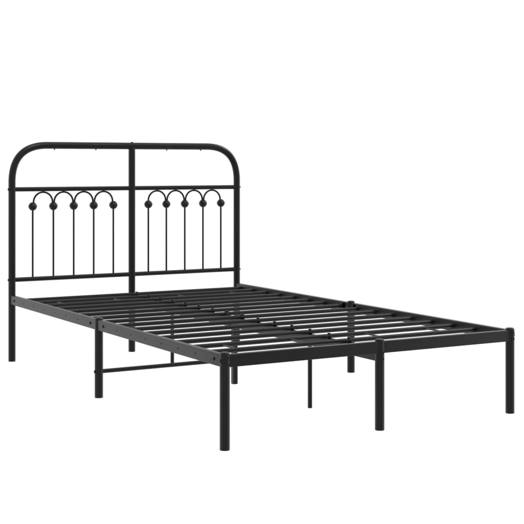 Metalni okvir za krevet s uzglavljem crni 120x200 cm