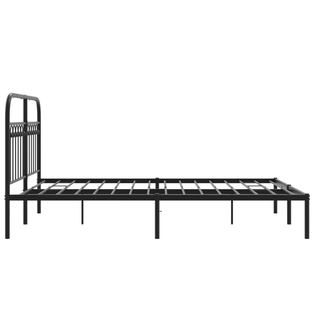 Metalni okvir za krevet s uzglavljem crni 135x190 cm