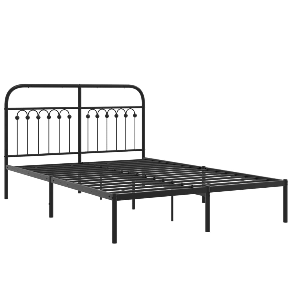 Metalni okvir za krevet s uzglavljem crni 140x200 cm