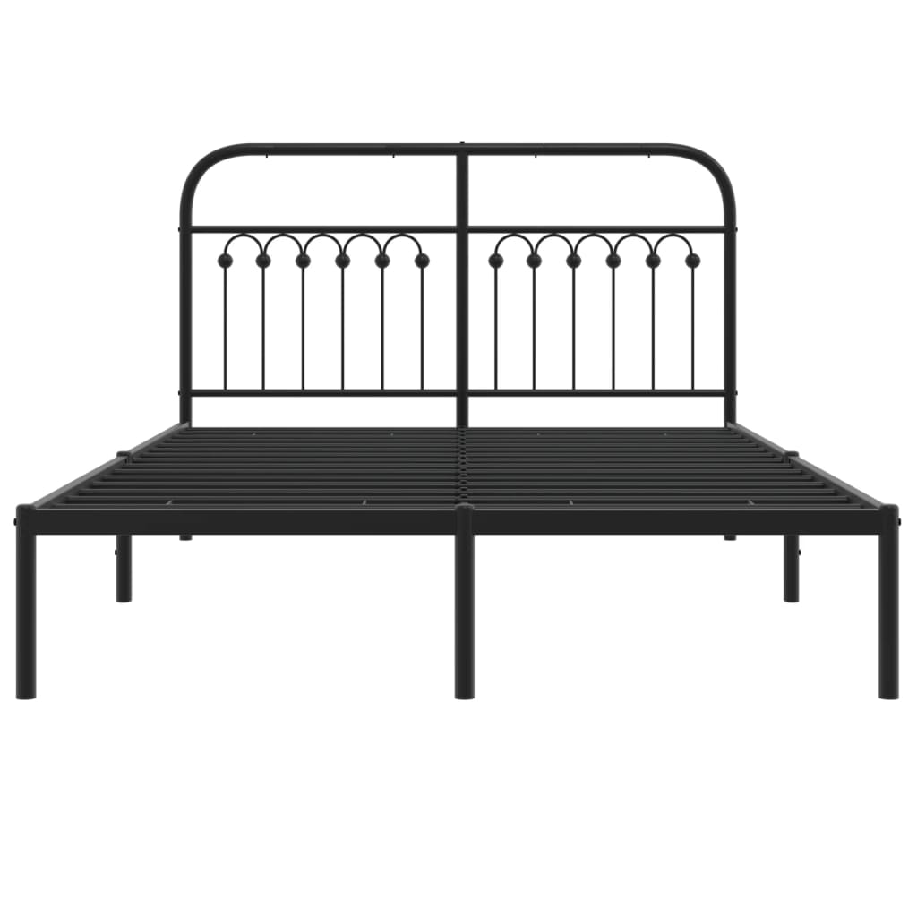 Metalni okvir za krevet s uzglavljem crni 140x200 cm