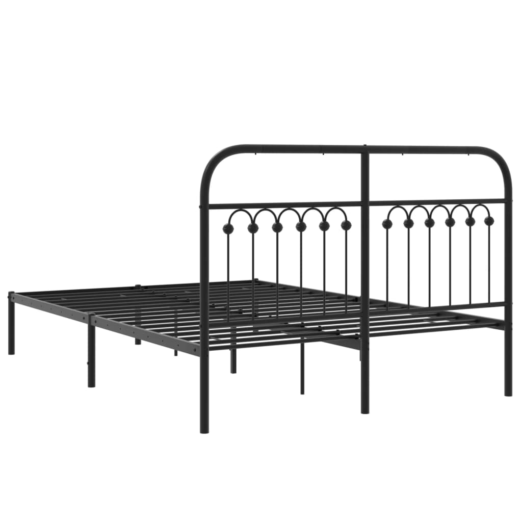 Metalni okvir za krevet s uzglavljem crni 140x200 cm